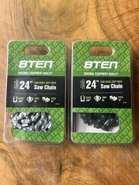 8ten C-cch-0115 24 Inch Semi Chisel Skip Tooth Chainsaw Chain Metal In