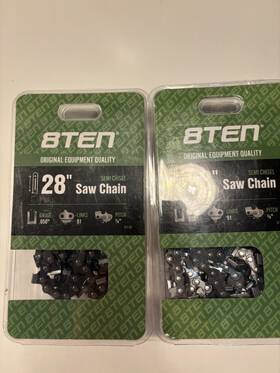 8ten C-cch-0130 28 Inch Saw Chain .050 Gauge 91 Links 3/8 Pitch Semi Chisel 2 Packs