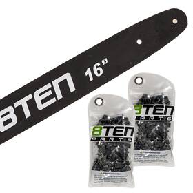 8ten Mk1002901 Chainsaw Guide Bar And 2 Chains Husqvarna T435 T540 16 Inch .050 .375 56dl
