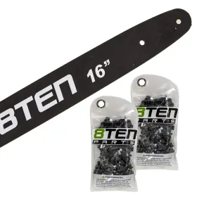 Mk1002901 8ten Chainsaw Guide Bar And 2 Chains Husqvarna T435 T540 16 Inch .050 .375 56dl