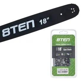 Mk1010329 8ten 18 Inch Chainsaw Guide Bar And Chain .058 3/8 68dl For Husqvarna 460 455 Rancher