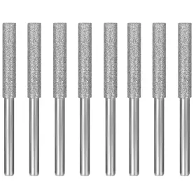 Accencyc 777723689569 8pcs Diamond Chainsaw Sharpener Burr 3/16 Inch Titanium Plated Stone File Hi