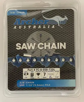 Fc-a-058-72dl Archer 20 Inch Chainsaw Chain 3/8 Pitch Full Chisel .058 Gauge 72 Dl Drive Links. F