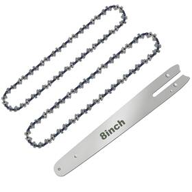 Caeybrye 8inch 2chains 1bar 8 Inch Chainsaw Chain Replacement- 2 Chains And 1 Guide Bar For Mini C