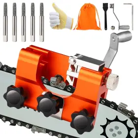 Mlq-23 Congdaren Chainsaw Sharpener Portable Hand Crank Tool With 5 Sharpening Rods