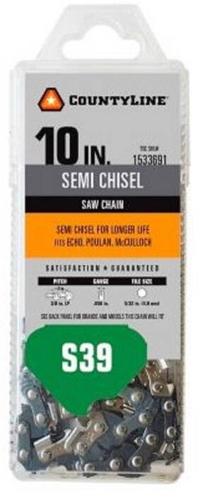 Countyline 15039tsc Chainsaw Chain 10 Inch 39 Link Semi Chisel Steel