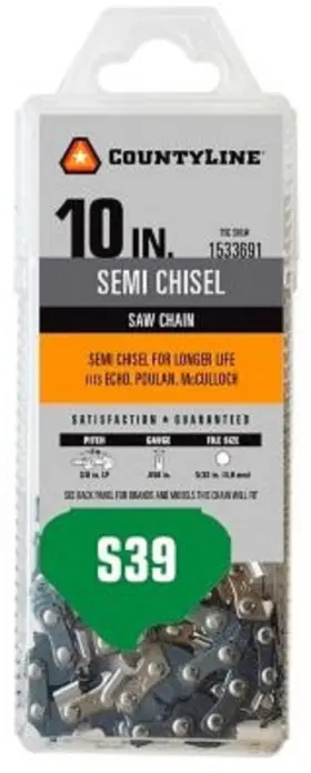 15039tsc Countyline Chainsaw Chain 10 Inch 39 Link Semi Chisel Steel