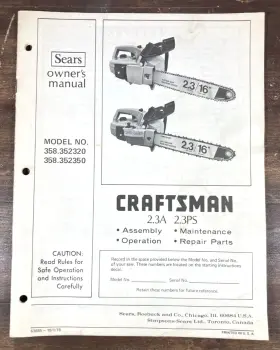 358.352350 Craftsman 358.352320 1978 Sears Chainsaw Owners Manual 2.3a 2.3ps