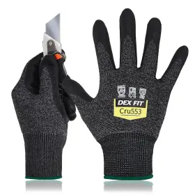 Cru553 Dex Fit 191876001731 Level 5 Cut Resistant Gloves Medium 1 Pair Blackgrey