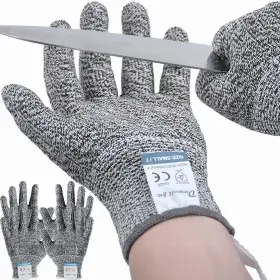 Dowellife 712971376526 3 Pairs Cut Resistant Gloves Food X-large Pack Of Black Gray