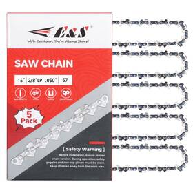 E & S Es-91yop-6-57x5 5 Pack 16 Inch Chainsaw Chain 3/8 Lp Pitch .050 Gauge 57 Drive Links Semi-c