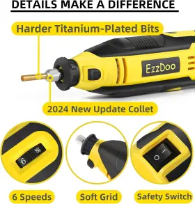 4132-10b1 Ezzdoo Electric Chainsaw Sharpener Kit With Titanium-plated Diamond Bits - High-speed C