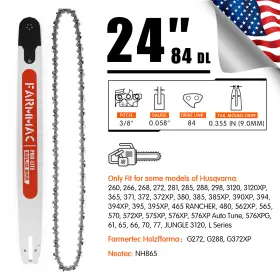 Fhsb24-84-3858f Farmmac 24ftft Chainsaw Guide Bar3/8ftft 0.058ftft 84dl Sawchain For Holzfforma G272 G288 G372