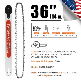 Fssb36-114-3863f Farmmac 36ftft Chainsaw Guide Bar 3/8ftft 0.063ftft 114dl Chain For Stihl Ms660 Ms661 Ms650