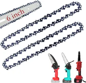 Fichall 445055035028 2 Pieces 6 Inch Mini Chainsaw Chain Replacement Chains For Cordless El