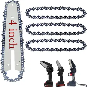 Fifchall 445030175176 5 Pieces 4 Inch Mini Chainsaw Chain With Replacement Saw Bar Rep