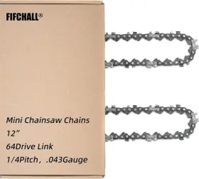 Fifchall 705353983153 2 Pack 12 Inch Chainsaw Chain 1/4 Lp Pitch .043 Gauge 64 Drive Links Replaceme