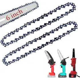 Fifchall 765071345626 2 Pieces 6 Inch Mini Chainsaw Chain Replacement Chains For Cordless