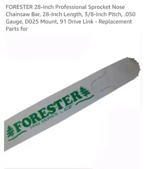 Hv28w Forester 28 Inch Chainsaw Bar Fits Stihl- See Pics For Model Sprocket Nose Pro Series