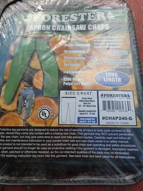 Forester Us420dnc240601m Chainsaw Chaps Apron Style Forestry Safety Green Long