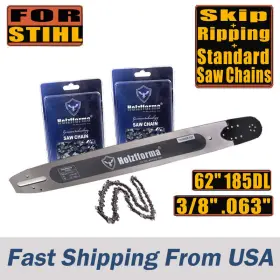 Ms660 Holzfforma 185dl 62in Inch 3/8 .063 Guide Bar Skip Ripping Saw Chains For Stihl 066 064