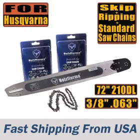 210dl Holzfforma 72in Inch 3/8 .063 Guide Bar Skip Ripping Saw Chains For Husqvarna 365 372 395