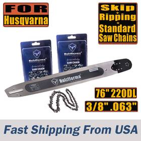 Holzfforma 220dl 76in Inch 3/8 .063 Guide Bar Skip Ripping Saw Chains For Husqvarna 365 372 395