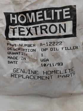 Homelite John Deere Terry Textron Sears Craftsman A-12222 Nos Oem Oil Cap Fits 35sl 350 360 450 550 Super 650 750