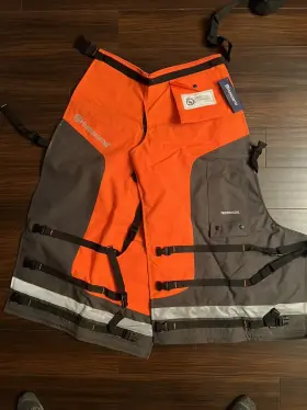 587160701 Husqvarna Orange Chainsaw Safety Chaps Technical Leg 36