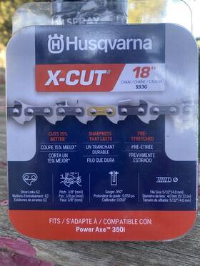 Husqvarna 597469562 X-cut S93g 3/8 Inch Pitch .050 Gauge 62 Dl 18 Chainsaw Chain -