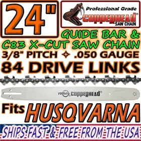 C83-84 Husqvarna / Rotary Copperhead 24 Inch Bar And X-cut Saw Chain For 365 372xp 572xp 288 395xp 595