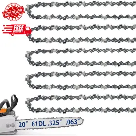 81dl Jinffr 705353225031 5 Pack 20 Inch Chainsaw Chain Fit Stihl .325 Pitch .063 Gauge 81 Drive Links