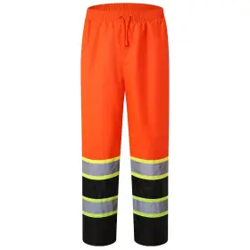Jkrp114-023510-us05 Jksafety Hi-vis Rain Pants For Men Women Waterproof 3m 3x-large Jkrp114-oblk