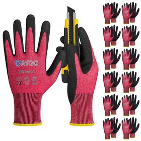 Kaygo 615068619547 Cut Resistant Gloves Micro Finishing Nitrile Large Red Ansi A4