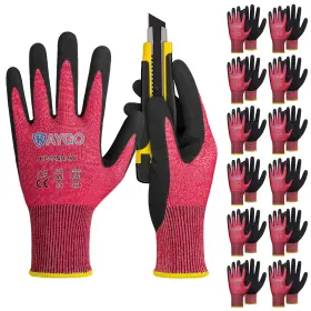 Kaygo 615068619547 Cut Resistant Gloves Micro Finishing Nitrile Large Red Ansi A4