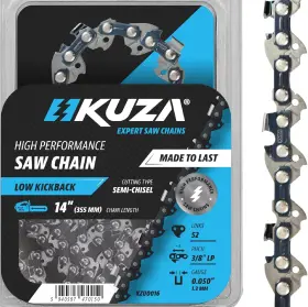 Kuza 940597470150 14 Inch Chainsaw Chain 3/8 Lp Pitch 0.050 1.3mm 52 Drive Links German Steel Durabl