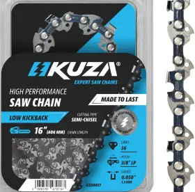 Kuza 940597470167 16 Inch Chainsaw Chain 3/8 Lp Pitch 050 Gauge 56 Drive Links German Stee