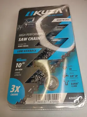 Kzu0001 Kuza 3pk 10 Inch Chainsaw Chain 3/8 Lp Pitch 050 Gauge 40linkmakita Echo Remington