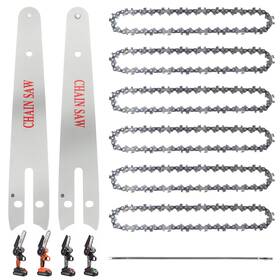 Lemecima Am556287 6 Pieces Inch Mini Chainsaw Chain With 2 Pcs Replacement Saw Bar Repl