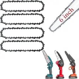 Lindesa 764393280134 4 Pcs 6 Inch Mini Chainsaw Chain 36 Drive Links 1/4lp .043 Chains