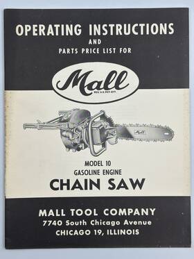 Mall Tool Company 892-22783 Model 10 Chain Saw Operating Instructions And Parts Price List