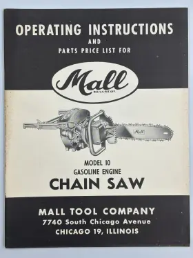 892-22783 Mall Tool Company Model 10 Chain Saw Operating Instructions And Parts Price List