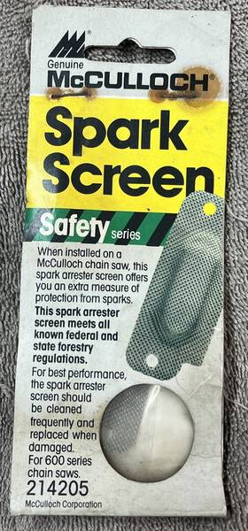 Mcculloch 214205 Genuine Chainsaw - 600 Series Spark Arrester Screen Kit