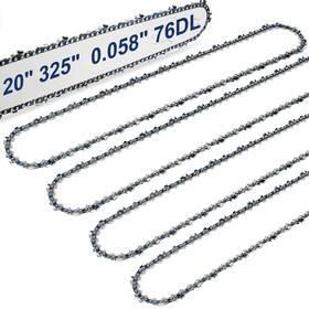 Meckorn Mk-b76 4 Pack 20 Inch Chainsaw Chain 0.325 Pitch .058 Gauge 76 Dl For Most 58cc &