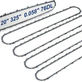 Mk-b76 Meckorn 4 Pack 20 Inch Chainsaw Chain 0.325 Pitch .058 Gauge 76 Dl For Most 58cc &