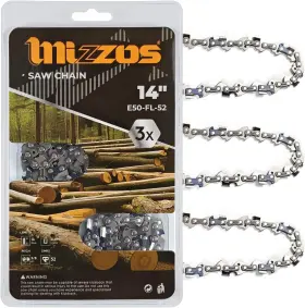 E50-fl-52 Mizzos 14 Inch Chainsaw Chain 3-pack 3/8 Lp .050 52 Links Fits Husqvarna 120 E