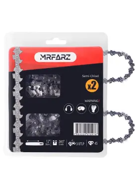Mrfarz 768383067644 2-pack Chainsaw Chain 12 Inch 3/8 Lp Pitch .043 Gauge 45 Drive Links R45 Fi