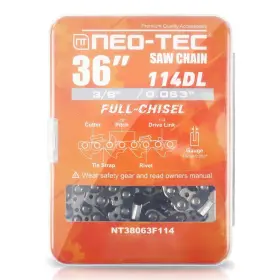 Neo-tec 725683498431 36 Inch Chainsaw Chain Blades Full Chisel 3/8 Pitch 0.063 Gauge 114 Drive Li