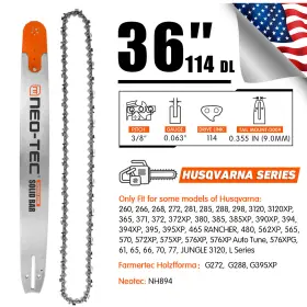 Hsb36-114-3863f Neo Tec 36ftft Chainsaw Guide Bar 3/8 Inch 0.063 114dl Saw Chain For Husqvarna 298 385xp 394