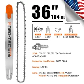 Ssb36-104-40463f Neotec 36 Inch Guide Bar Chain 0.404ftft 0.063 104dl For Stihl Ms880 Ms881 G070 G888